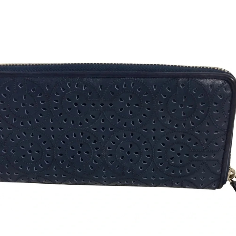 Coach navy blue leather wallet